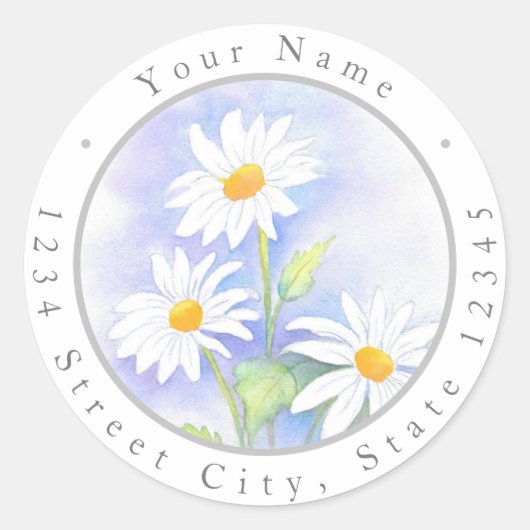 étiquettes d'aquarelle "Trois marguerites" (Devant)