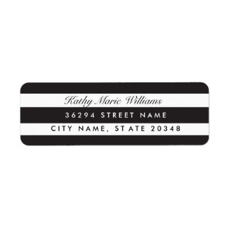 Étiquettes de adresse à rayures noires chic