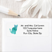 Étiquettes de adresse Abstraits de chats bleu vert (En situation)