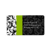 Étiquettes de adresse Apple Green & Black Damask - (Devant)