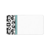 Étiquettes de adresse Aqua Blue & Black Damask Dot (Devant)