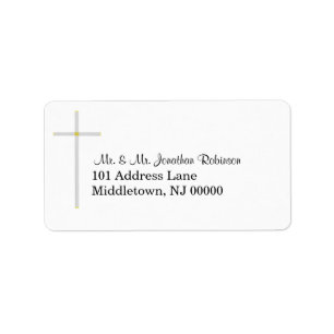 Étiquettes de adresse argentés de croix d'or