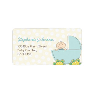 Étiquettes de adresse bleus de baby shower de