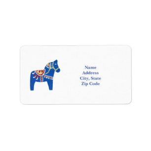 Étiquettes de adresse bleus de cheval de Dala