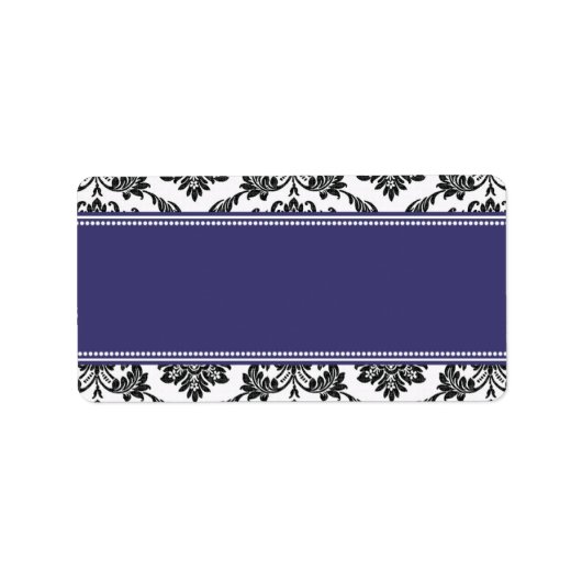 Étiquettes de adresse bleus de mariage damassé (Devant)