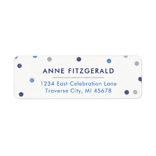Étiquettes de adresse bleus de retour de confetti