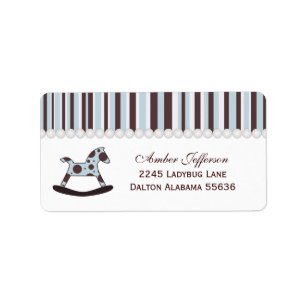 Étiquettes de adresse bleus et Brown de cheval de