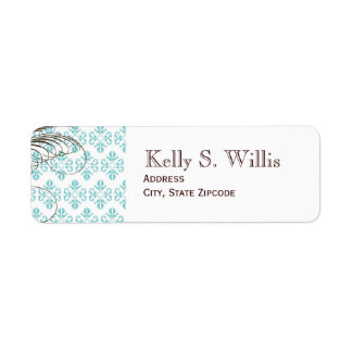 Étiquettes de adresse Blue Damask