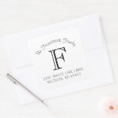 Étiquettes de adresse Carré de monographies famili (Enveloppe)