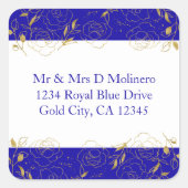 Étiquettes de adresse Carrés Royal Blue et Gold Fl (Devant)