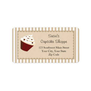 Étiquettes de adresse Cupcake, Soft Mocha Stripes