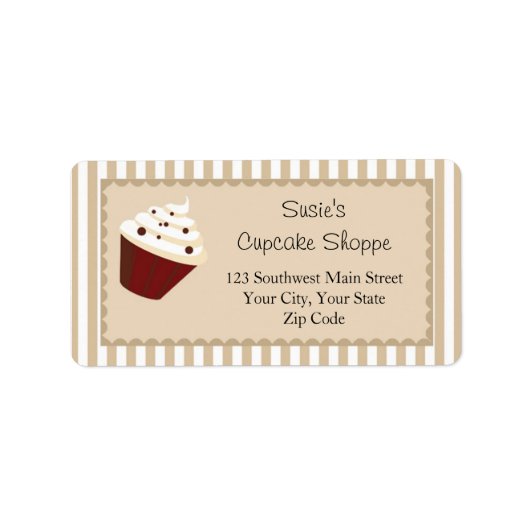 Étiquettes de adresse Cupcake, Soft Mocha Stripes (Devant)
