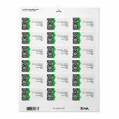 Étiquettes de adresse Damas avec Bow vert (Feuille entière)