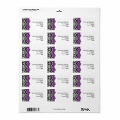 Étiquettes de adresse Damas avec cou pourpre (Feuille entière)