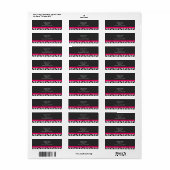 Étiquettes de adresse Damas avec rose chaud (Feuille entière)