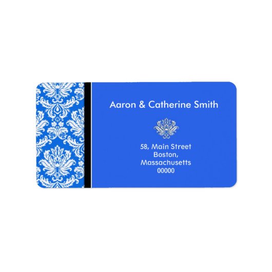 Étiquettes de adresse Damas bleus personnalisables (Devant)