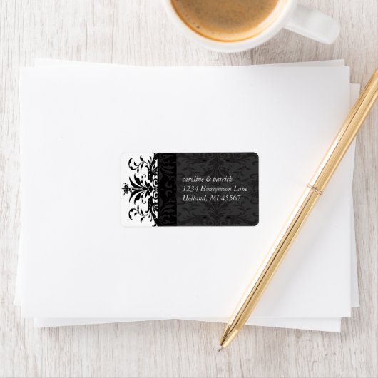 Étiquettes de adresse Damas noirs - (En situation)