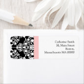 Étiquettes de adresse Damas noirs et blancs avec r (En situation)