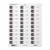 Étiquettes de adresse Damas noirs et blancs avec r (Feuille entière)