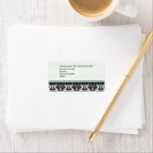 Étiquettes de adresse Damas noirs et blancs avec T (En situation)