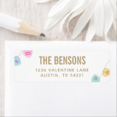 Étiquettes de adresse de bonbons de coeur (En situation)