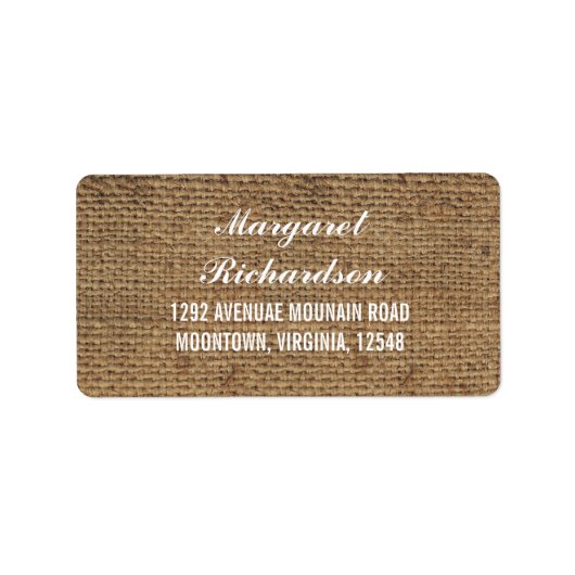 étiquettes de adresse de burlap mariage rustique (Devant)