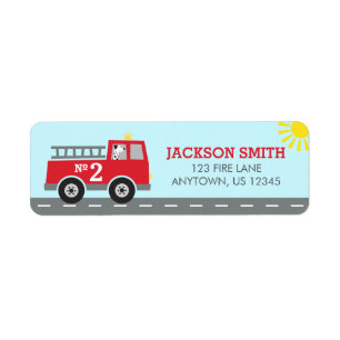 Étiquettes de adresse de camions de pompiers rouge