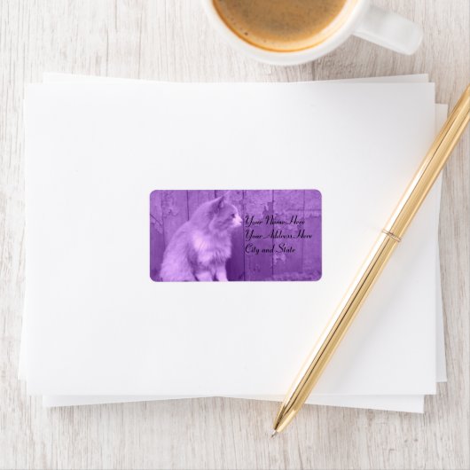 Étiquettes de adresse de chats violets (En situation)