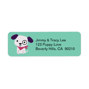 Étiquettes de adresse de chien mignons, vert clair