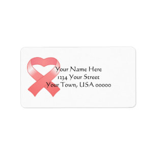 Étiquettes de adresse de coeur rose Ruban