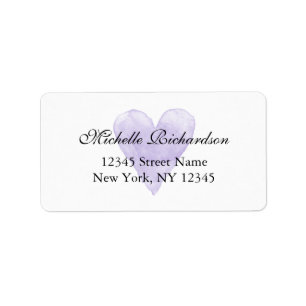Étiquettes de adresse de coeur violet élégant et p