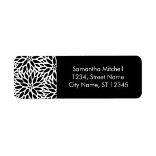 Étiquettes de adresse De Dahlias Noir Et Blanc Mod