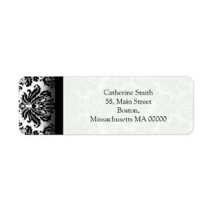 Étiquettes de adresse de Damas noirs et blancs