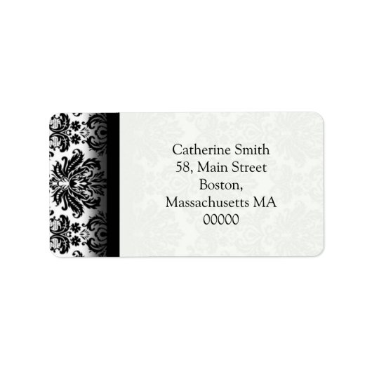 Étiquettes de adresse de Damas noirs et blancs (Devant)