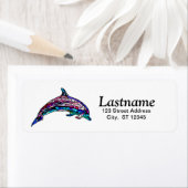 Étiquettes de adresse de dauphins en verre teint p (En situation)