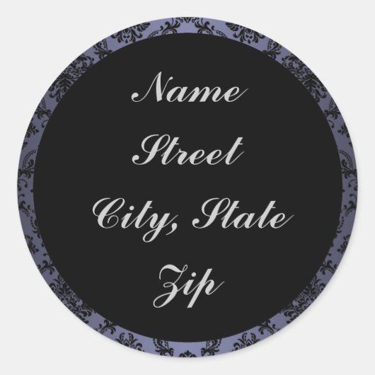 Étiquettes de adresse de dentelle noire baroque bl (Devant)