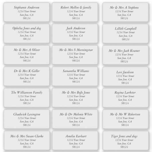 Étiquettes de adresse de destinataires transparent (Devant)