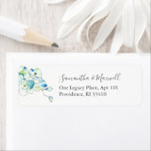 Étiquettes de adresse de fleurs d'aquarelle tropic (En situation)