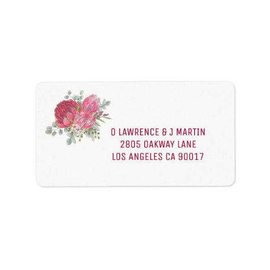 Étiquettes de adresse de fleurs de Protea (Devant)