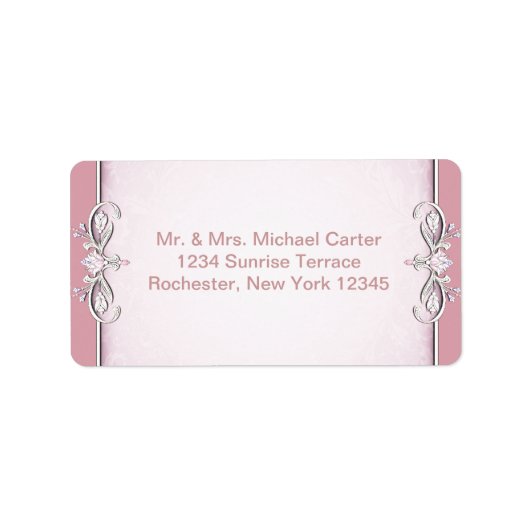 Étiquettes de adresse de fleurs en damas de croix  (Devant)