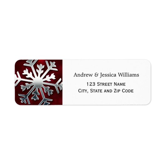 Étiquettes de adresse de flocon de neige rouge et (Devant)