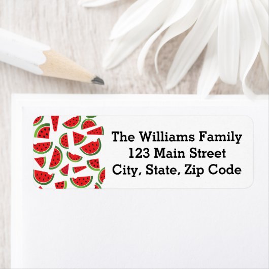 Étiquettes de adresse de fruits de pastèque (En situation)