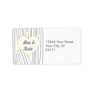 Étiquettes de adresse de grains de bois - Jaune et