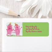 Étiquettes de adresse de la fête des cochons (En situation)