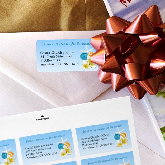 Étiquettes de adresse de l'Église chrétienne à thè