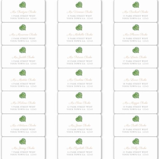 Étiquettes de adresse de l'enveloppe de la feuille (Devant)