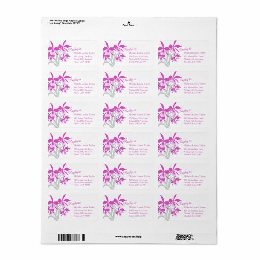 Étiquettes de adresse de l'orchidée stylisée (Feuille entière)