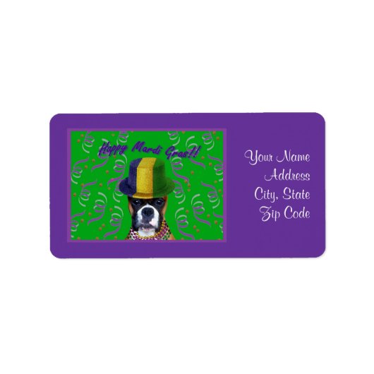 Étiquettes de adresse de Mardi Gras Boxer (Devant)