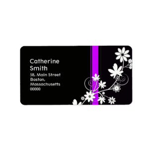 Étiquettes de adresse de marguerite noir et violet