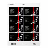 Étiquettes de adresse de marguerite noire et rouge (Feuille entière)
